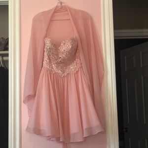 Pink Strapless Sparkly Dress